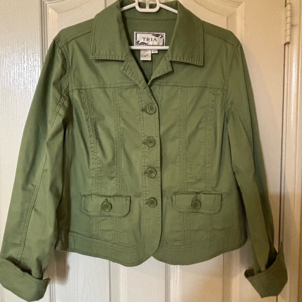Misses green cropped blazer